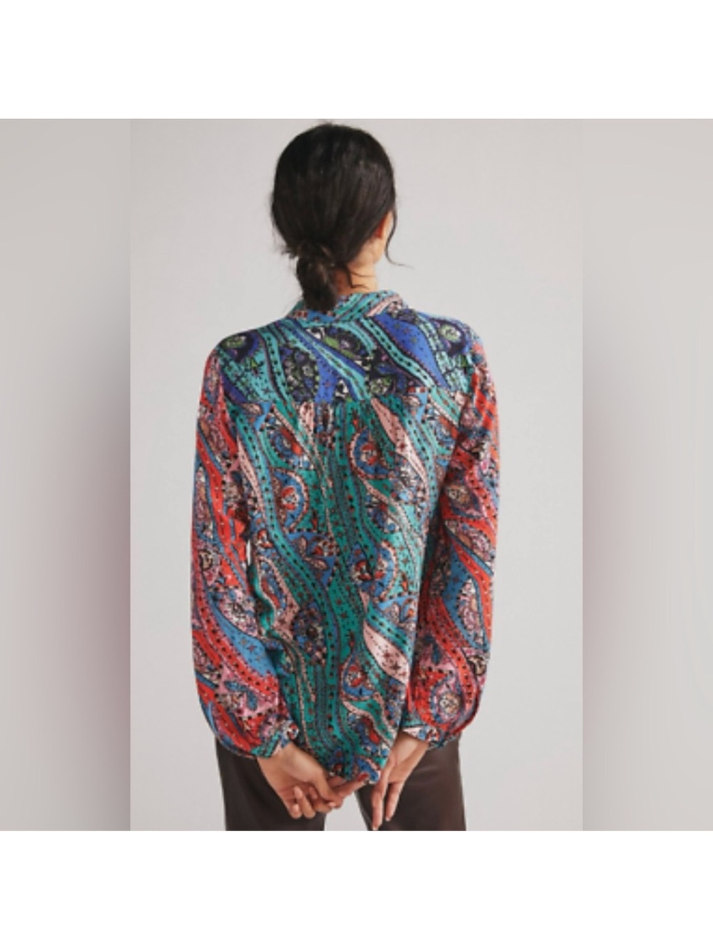 Maeve Anthropologie The Paz Buttondown Shirt Patchwork Paisley Blouse Size Small